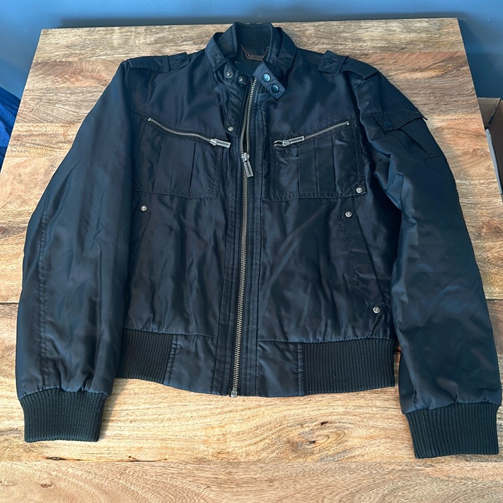 Guess Black Nylon Bomber Jacket